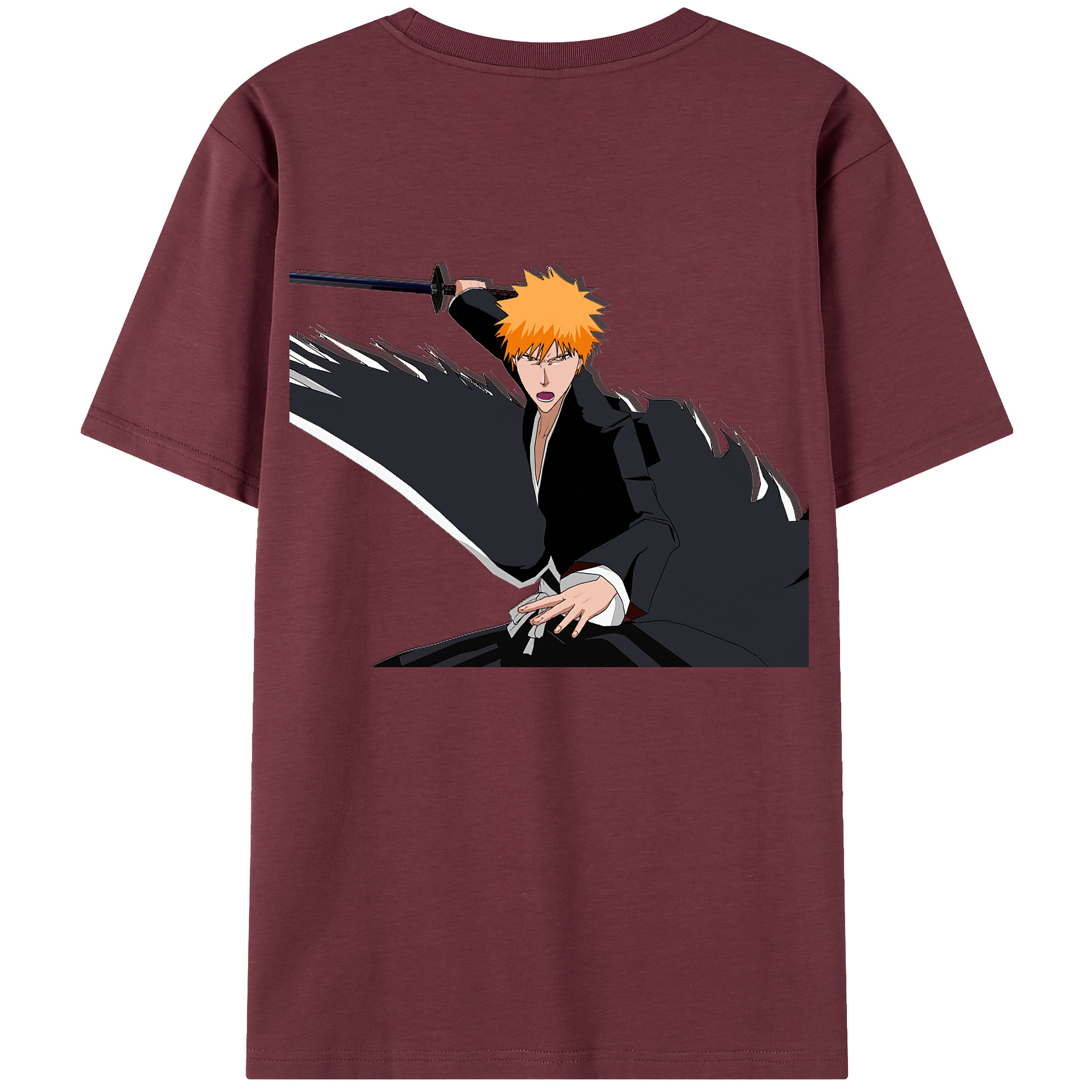 （画像用） ブリーチ 黒崎一護（くろさき いちご）BLEACH Kurosaki Ichigo 綿100％半袖Tシャツ（背面プリント）